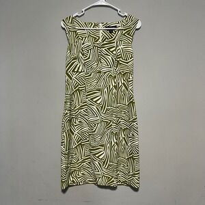 Perceptions New York Olive Green Abstract Print Cap Sleeve Sheath Dress Size 6